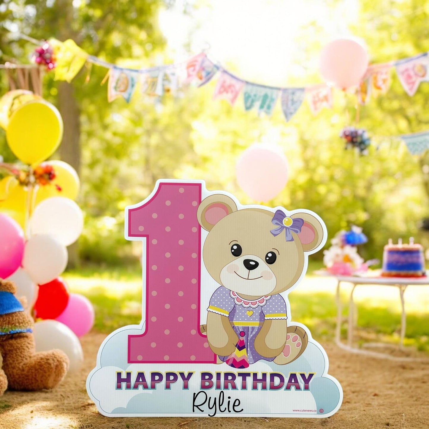 Personalized Teddy Bear 1st Birthday Yard Sign: Outdoor Decoration