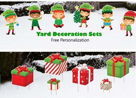 Personalized Christmas Elf Lawn Sign: Outdoor Holiday Yard Decor