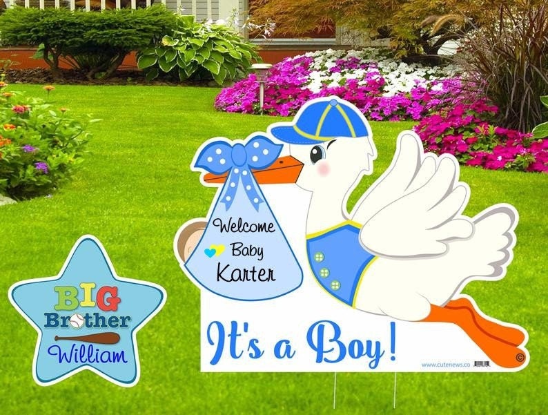 Its a Boy, Girl Stork Yard Sign, Welcome Home Baby, Newborn Lawn Decoration, Outdoor Birth Arrival Announcement, Big Brother, Sister Gift