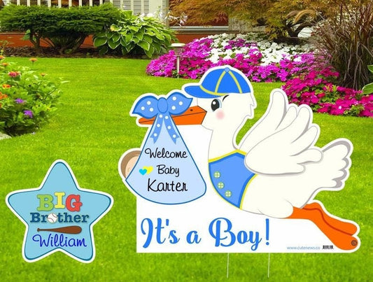Its a Boy, Girl Stork Yard Sign, Welcome Home Baby, Newborn Lawn Decoration, Outdoor Birth Arrival Announcement, Big Brother, Sister Gift
