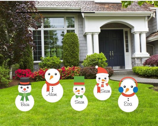 Personalized Snowman Lawn Signs: Christmas Yard Ornaments, Garden Outdoor Decor
