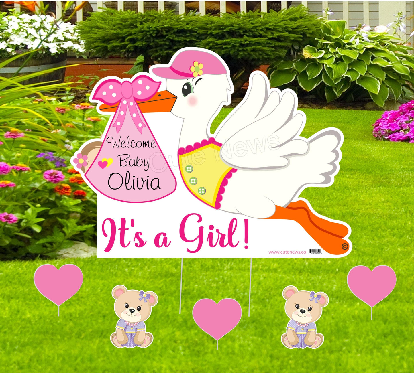 Stork Yard Sign: Welcome Home Baby Announcement, It's a Girl/Boy Outdoor Decor