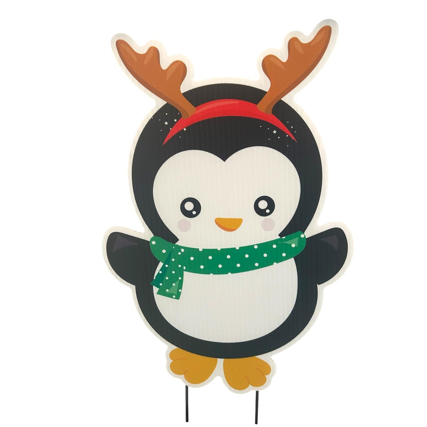 Personalized Christmas Penguin Yard Sign: Holiday Outdoor Lawn Decor