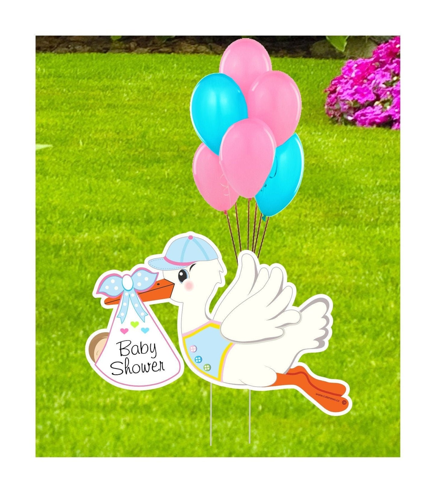 Stork Baby Shower Yard Sign: Gender Neutral Pastel Decor