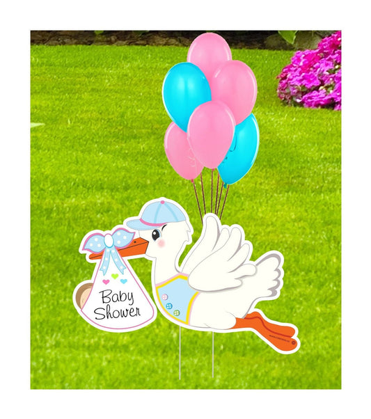 Stork Baby Shower Yard Sign: Gender Neutral Pastel Decor