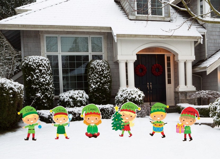 Personalized Christmas Elf Lawn Sign: Outdoor Holiday Yard Decor
