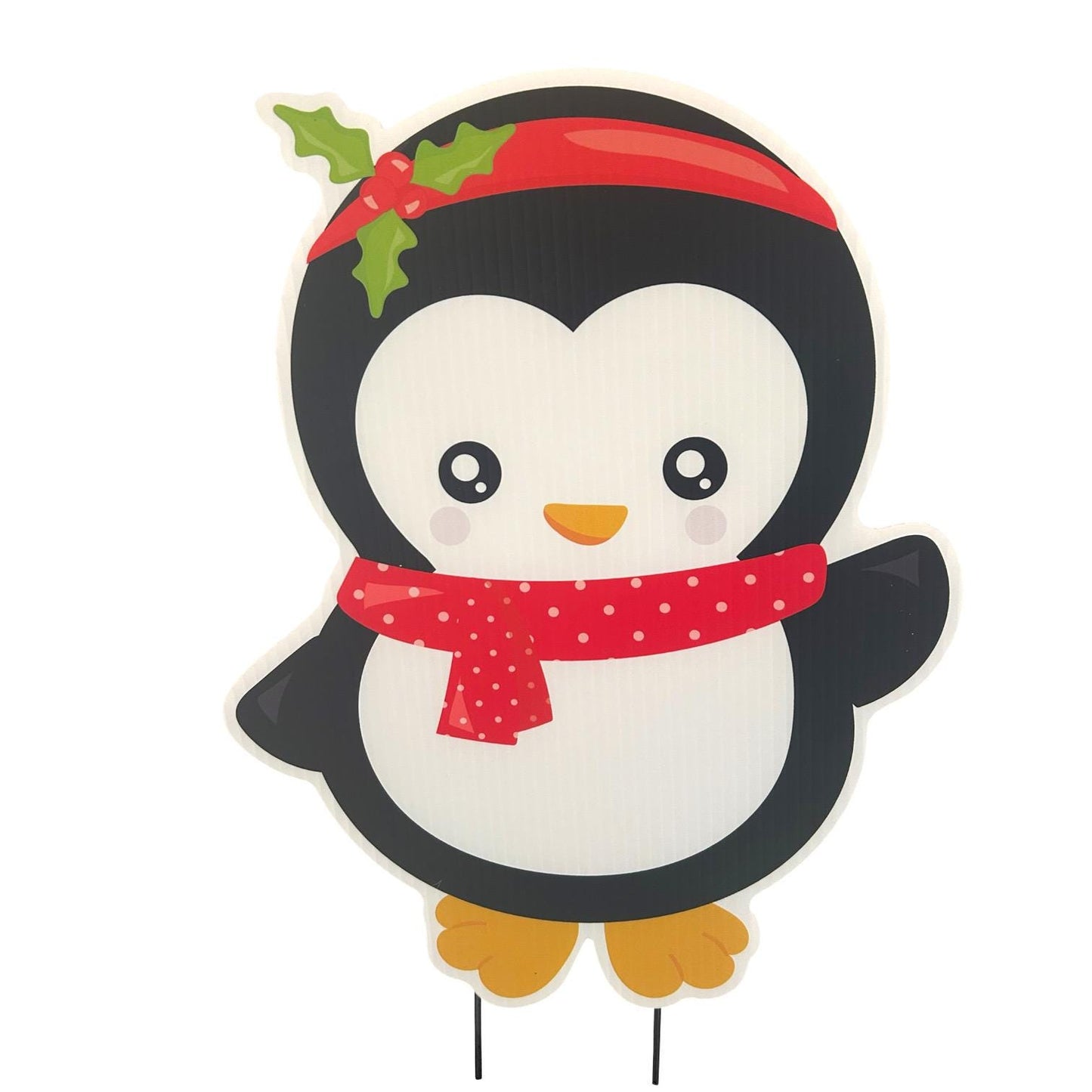 Personalized Christmas Penguin Yard Sign: Holiday Outdoor Lawn Decor