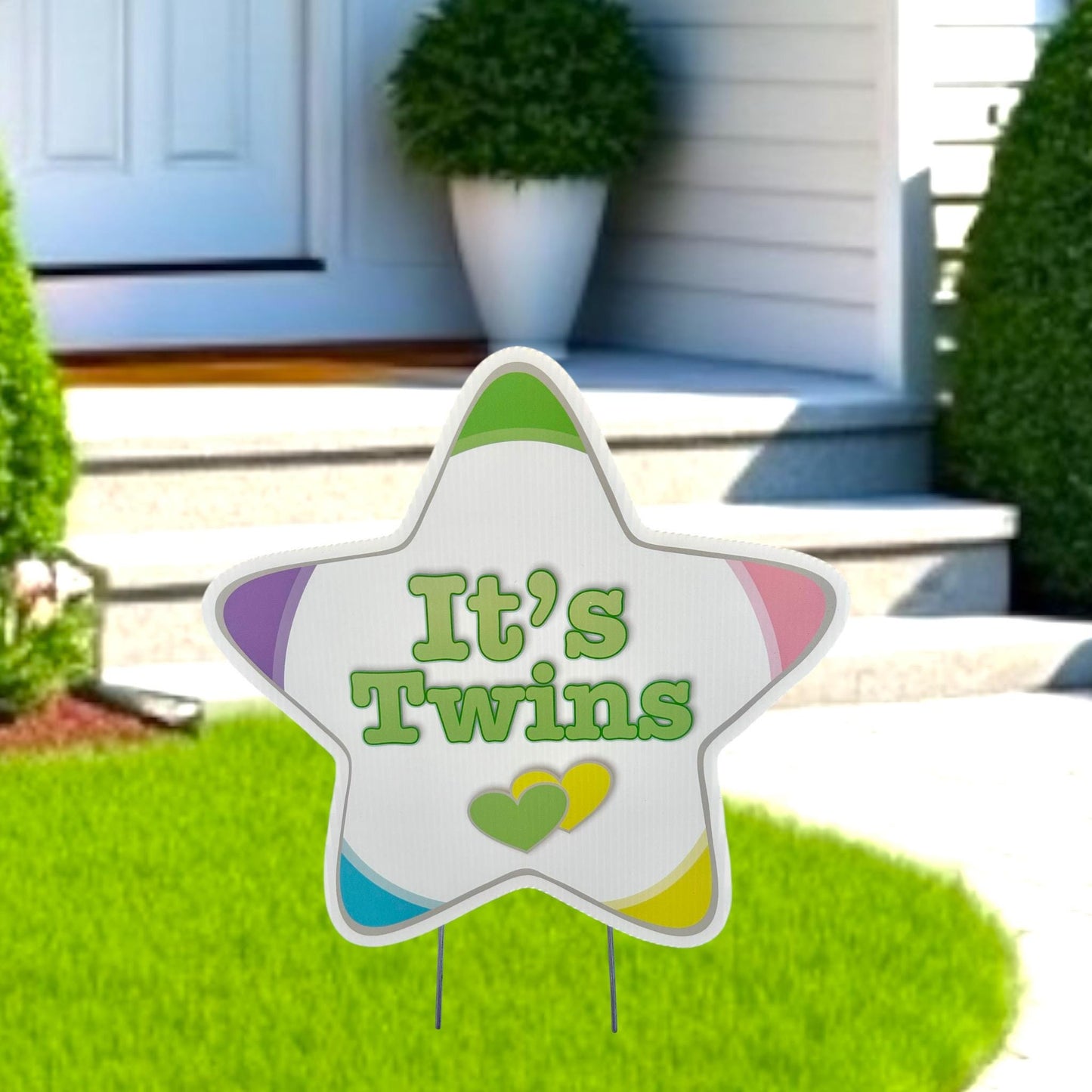 Twins Elephant Yard Sign: Personalized Baby Arrival Announcement