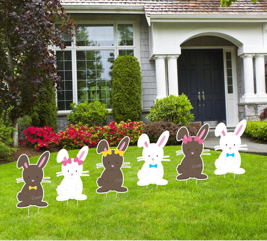 Happy Easter Bunny & Egg Yard Signs: Spring Lawn Decor