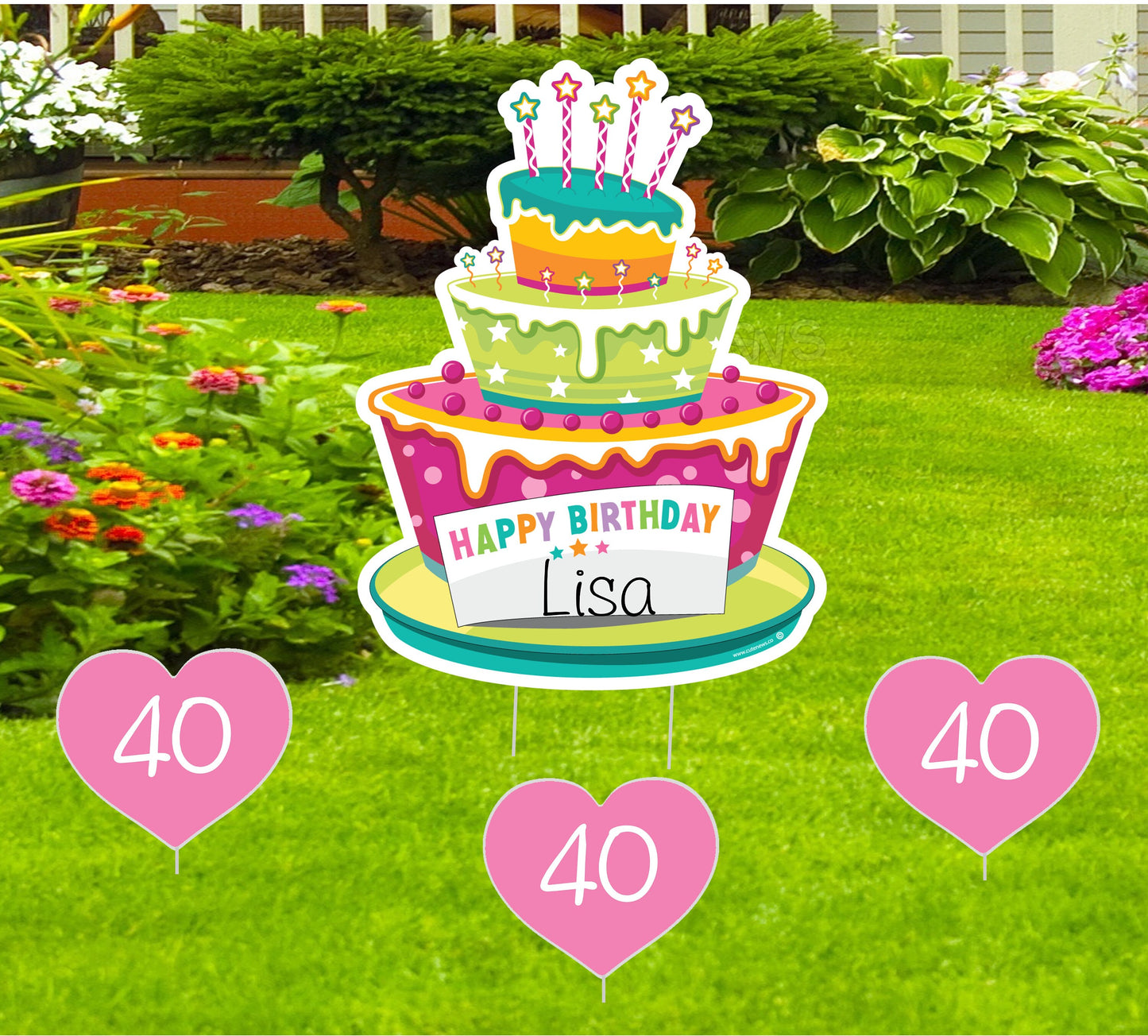 Personalized Birthday Cake Yard Sign: Custom Lawn Decoration - Gift for Him or Her