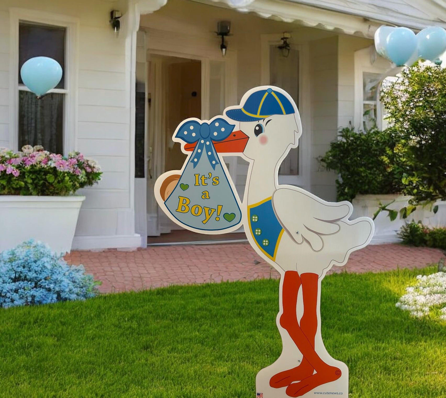 It's a Girl Stork Yard Sign, Outdoor Baby Lawn Announcement, Shower Party Decoration Card, Welcome Home Newborn Boy Banner, 4 feet tall Pink