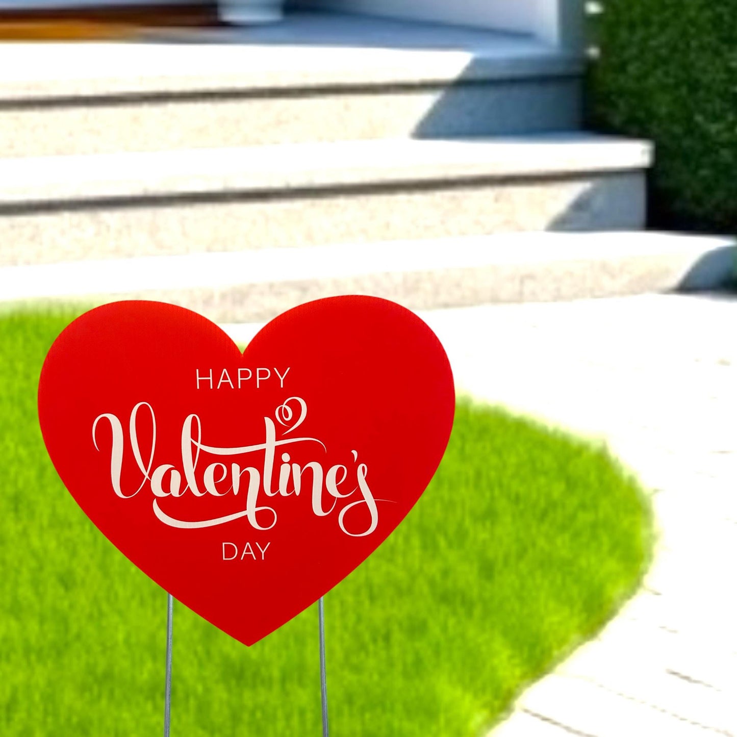 Heart Valentine's Day Yard Art Sign with Metal Stakes