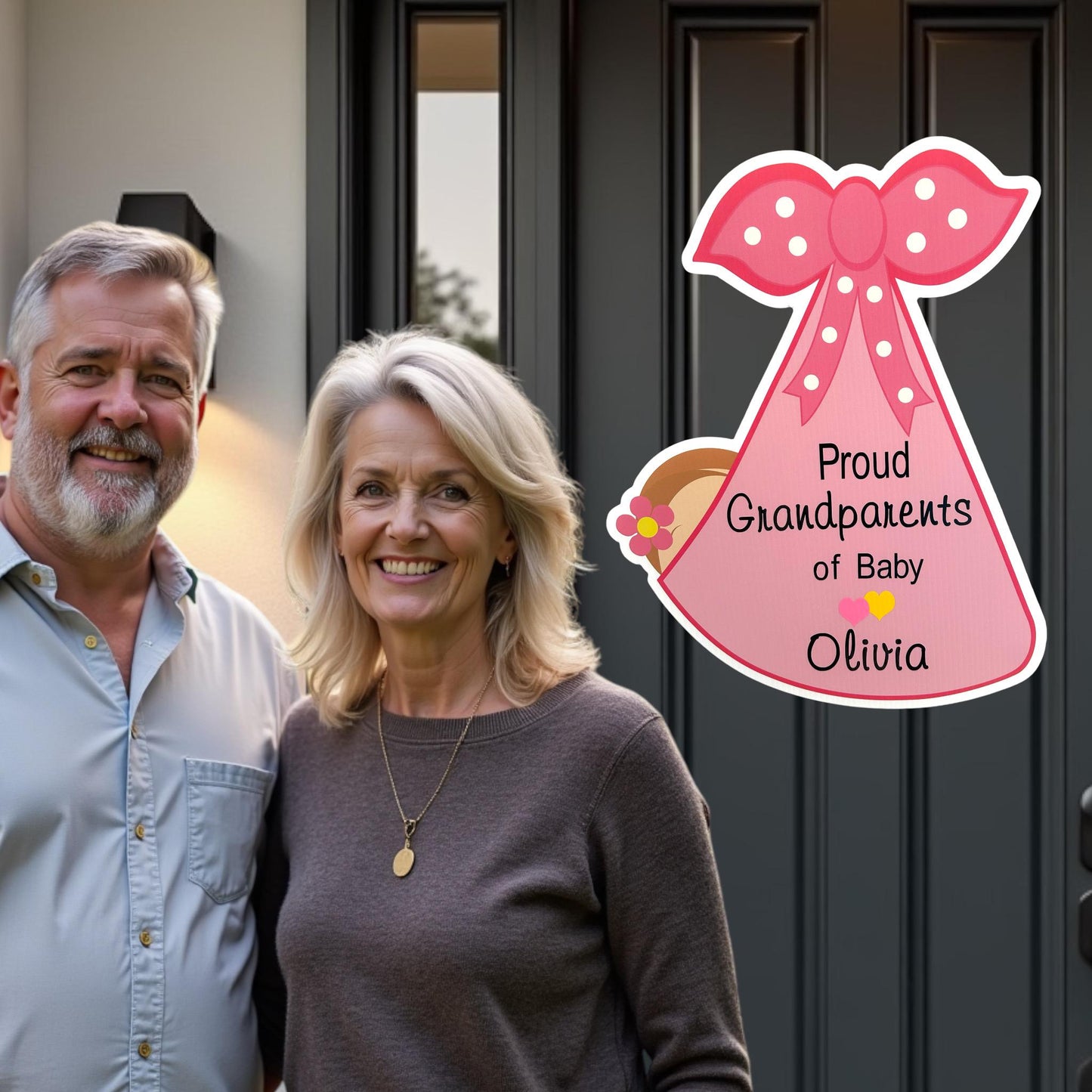 Proud Grandparents Stork Door Sign New Grandma Proud Grandpa Personalized Baby Stork Decoration Welcome Home Newborn Door Hanger Custom Gift