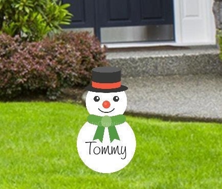 Personalized Snowman Christmas Yard Sign: Holiday Decor with Stakes