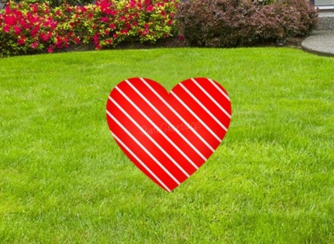 Red Heart Valentine's Day Yard Sign: Party Decor with Metal Stakes