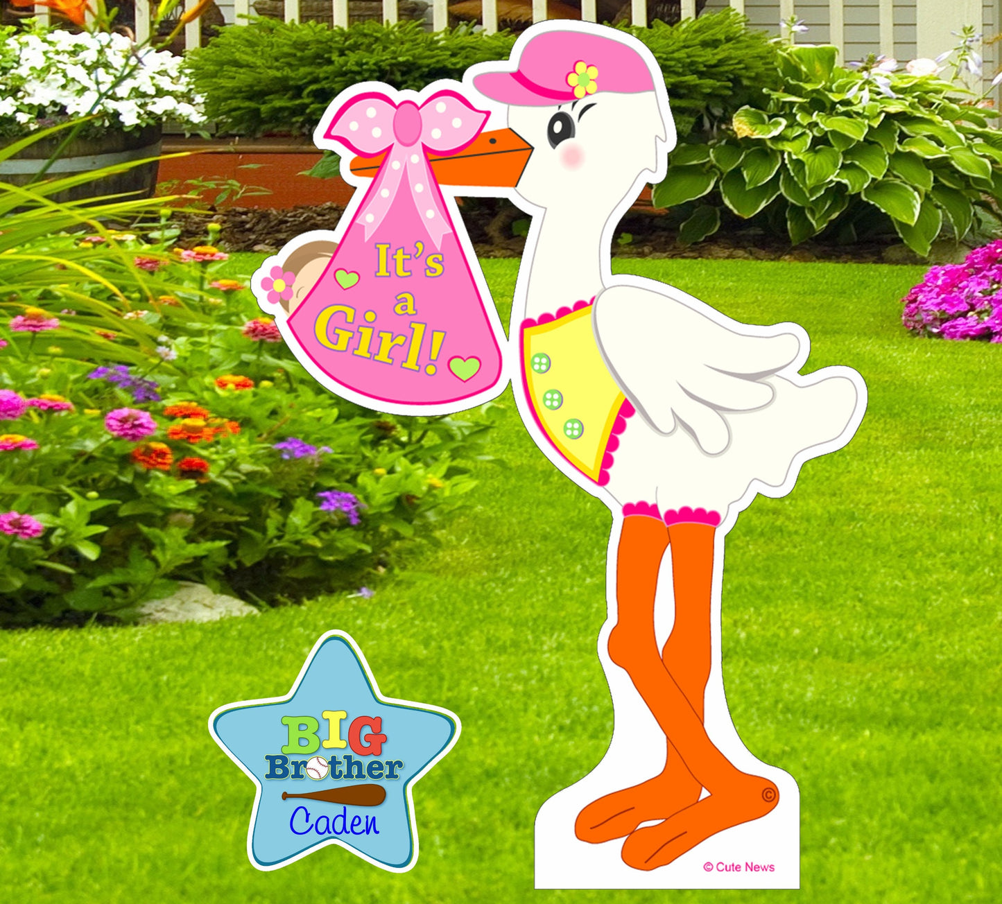 Welcome Baby Stork Yard Sign Kit: Sibling Sign & Door Hanger