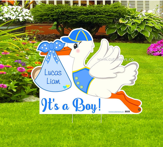 Stork Yard Sign – It’s a Boy or Girl Personalized Baby Announcement – Welcome Home Newborn Lawn or Garden Decoration for Birth Arrival