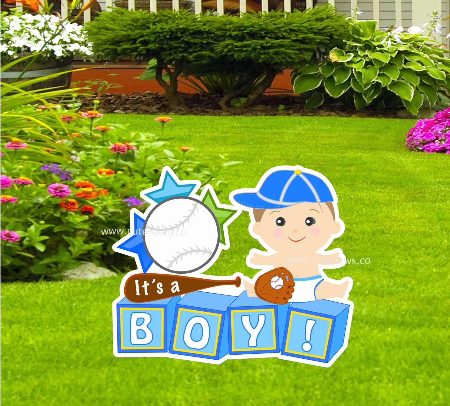 Baseball Baby Boy Yard Sign: Newborn Welcome Home Decoration