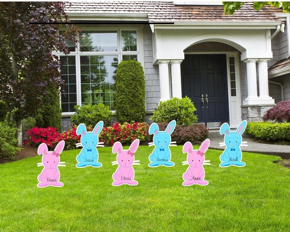 Personalized Easter Bunny Yard Sign: Happy Spring Decor, Easter Gift