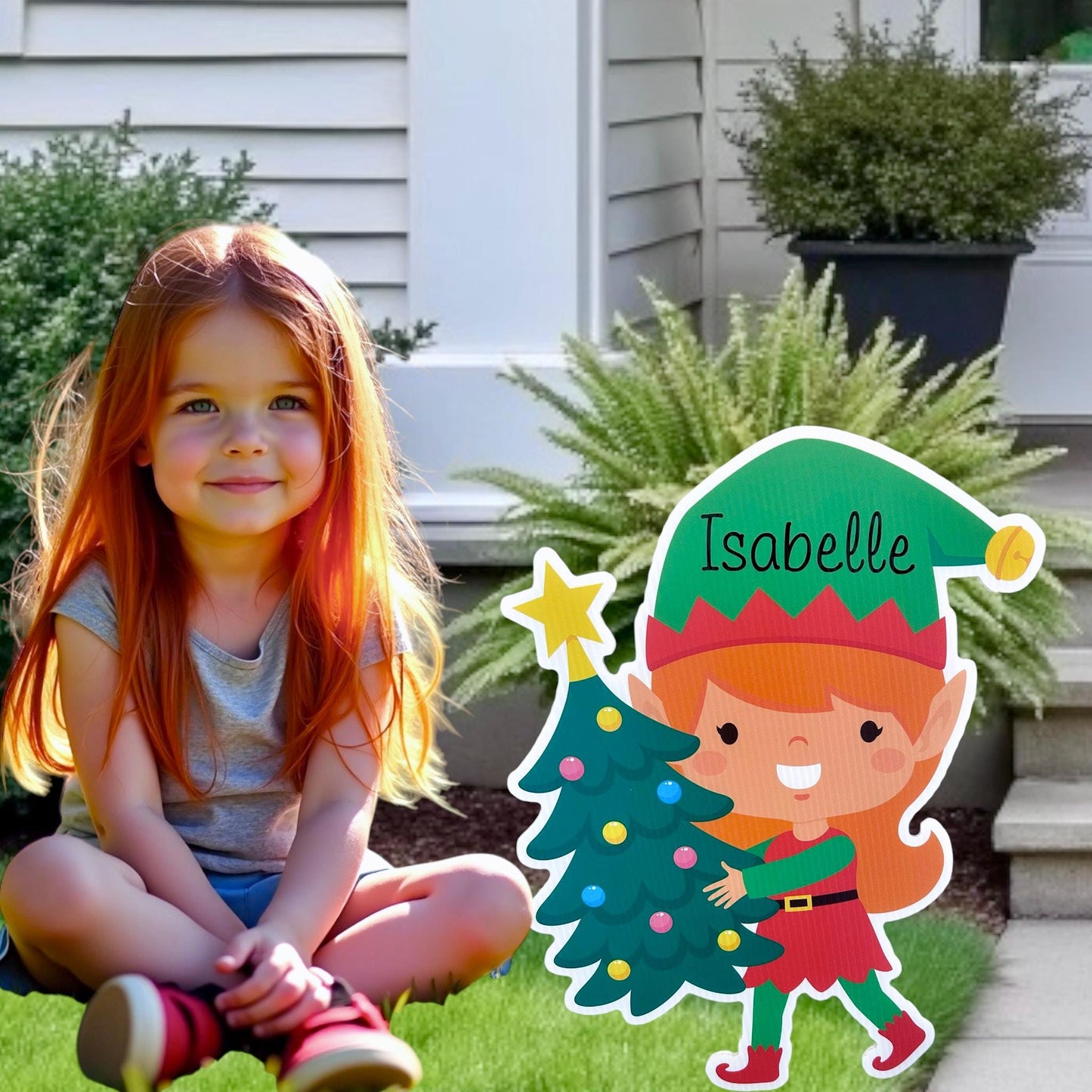 Personalized Elf Christmas Yard Sign: Holiday Lawn Decor - Christmas Gift