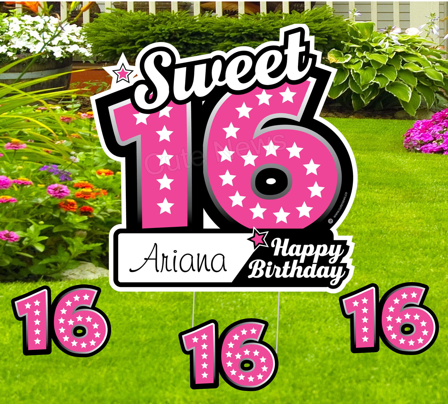 Personalized Sweet 16 Yard Sign: Outdoor Birthday Decoration