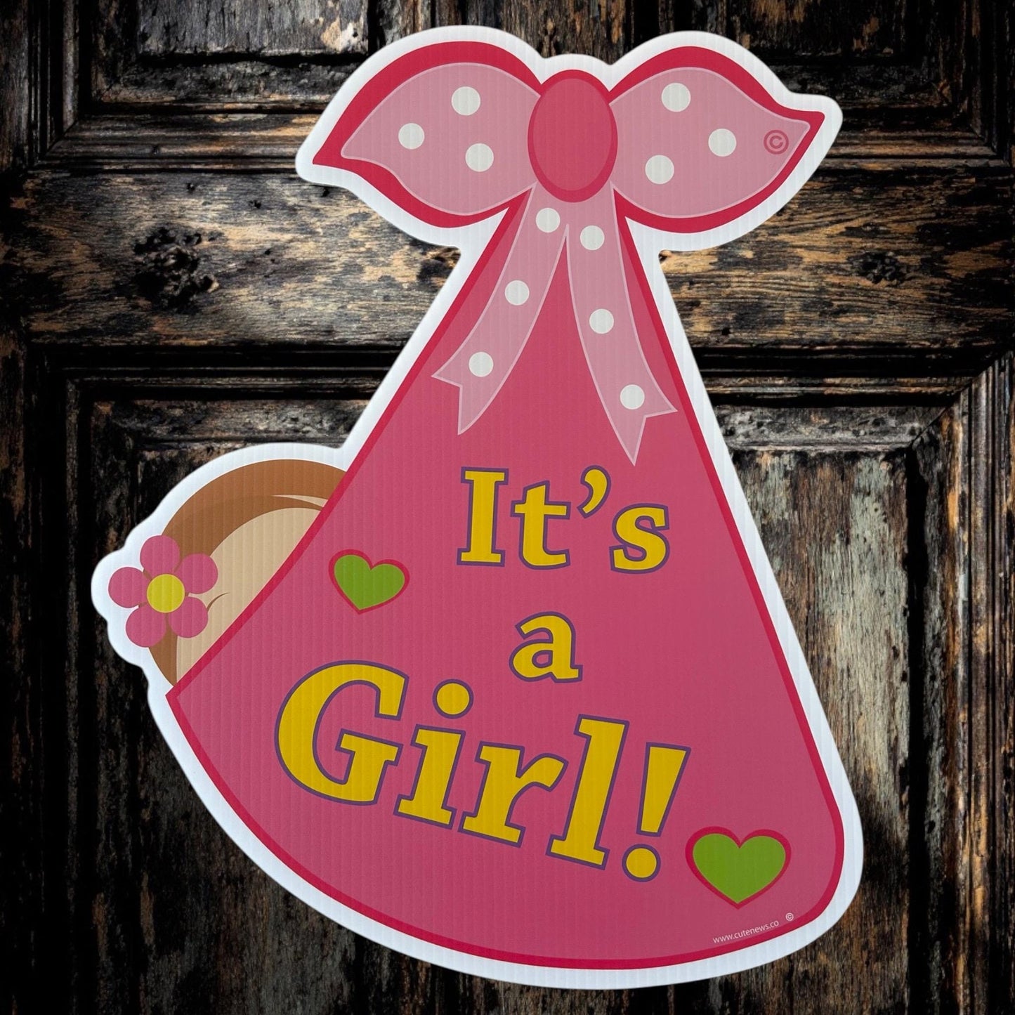It's a Girl or Boy Stork Sign: Baby Announcement Door Hanger - Outdoor Decor