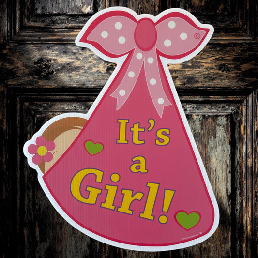 It's a Girl or Boy Stork Sign: Baby Announcement Door Hanger - Outdoor Decor