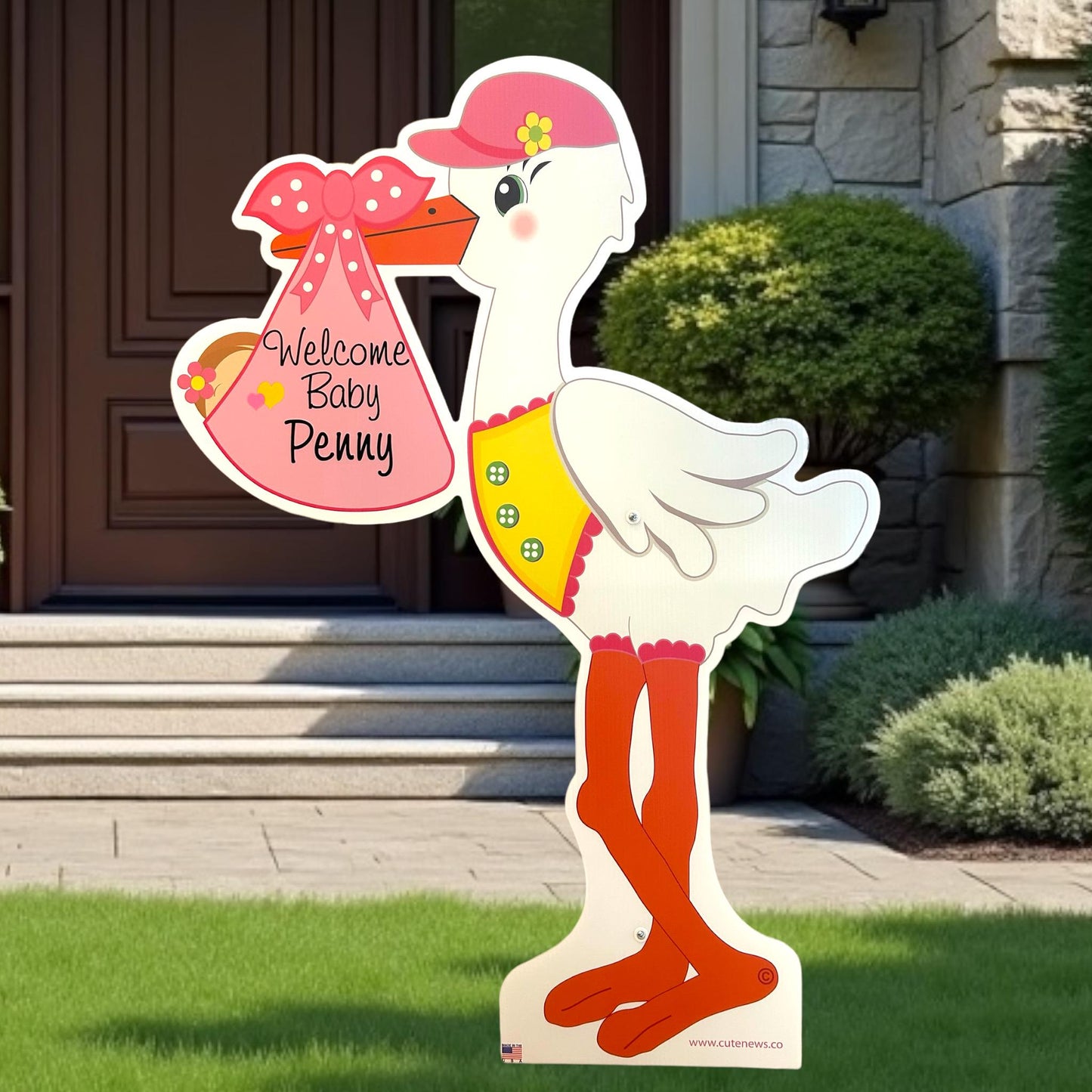 Personalized Stork Yard Sign: Welcome Home Baby Announcement - Outdoor Decor