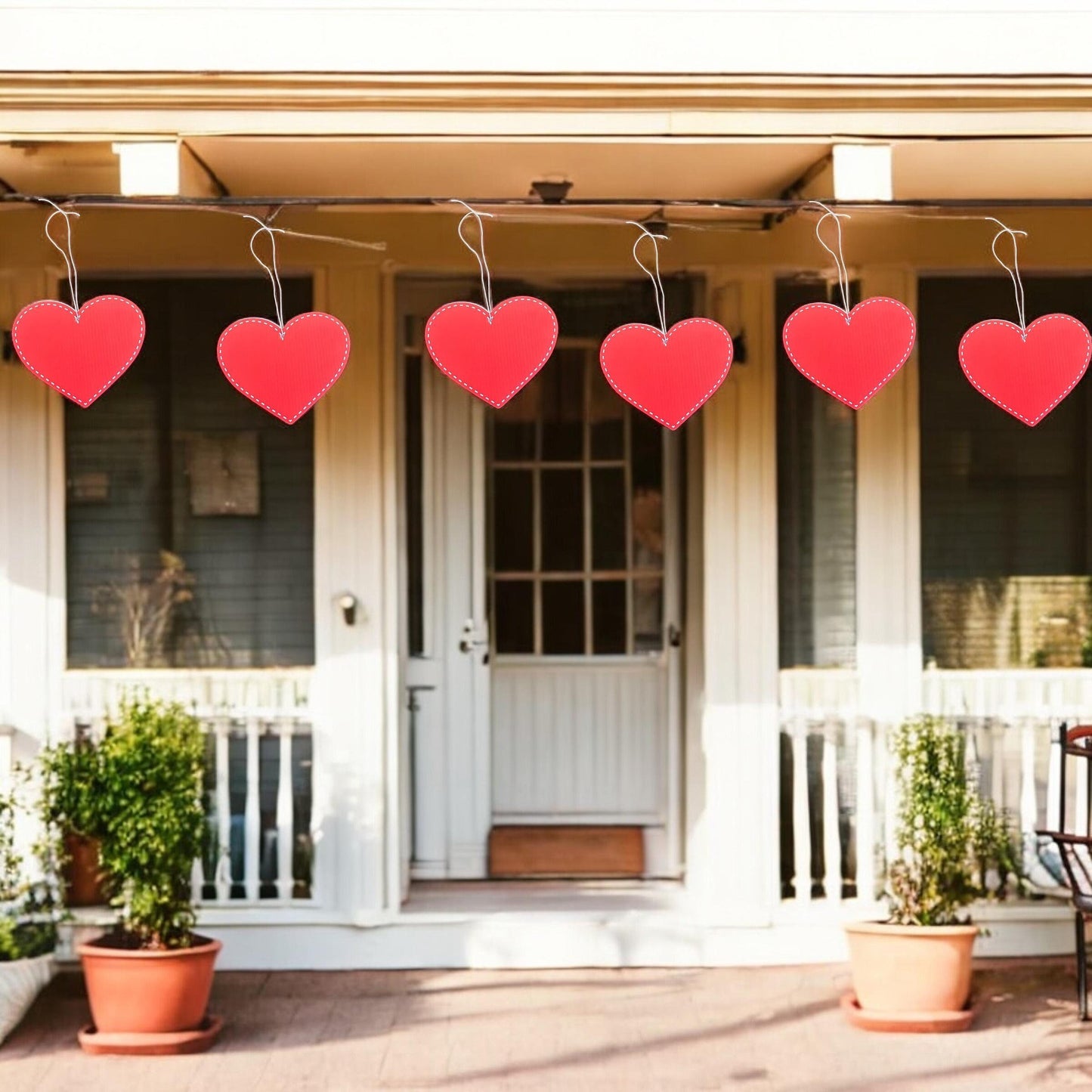 Red Heart Banner: Valentine's Day Outdoor Party Decorations - Set of 6