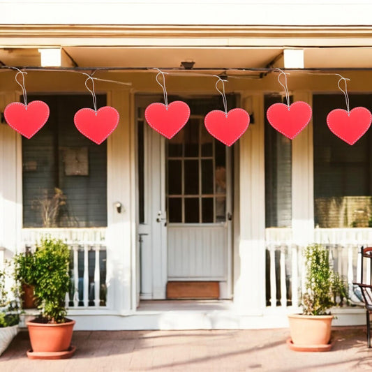 Red Heart Banner: Valentine's Day Outdoor Party Decorations - Set of 6