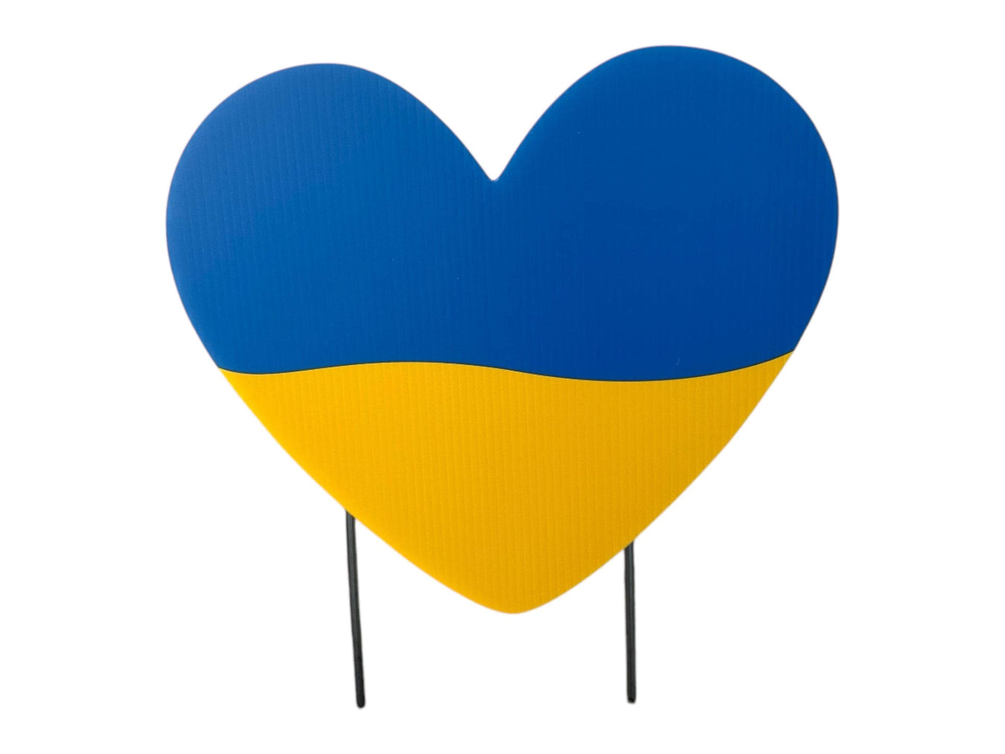 Stand with Ukraine Heart Sign, Indoor, Yard Sign Decoration, Patriotic Lawn Art with Metal Stakes