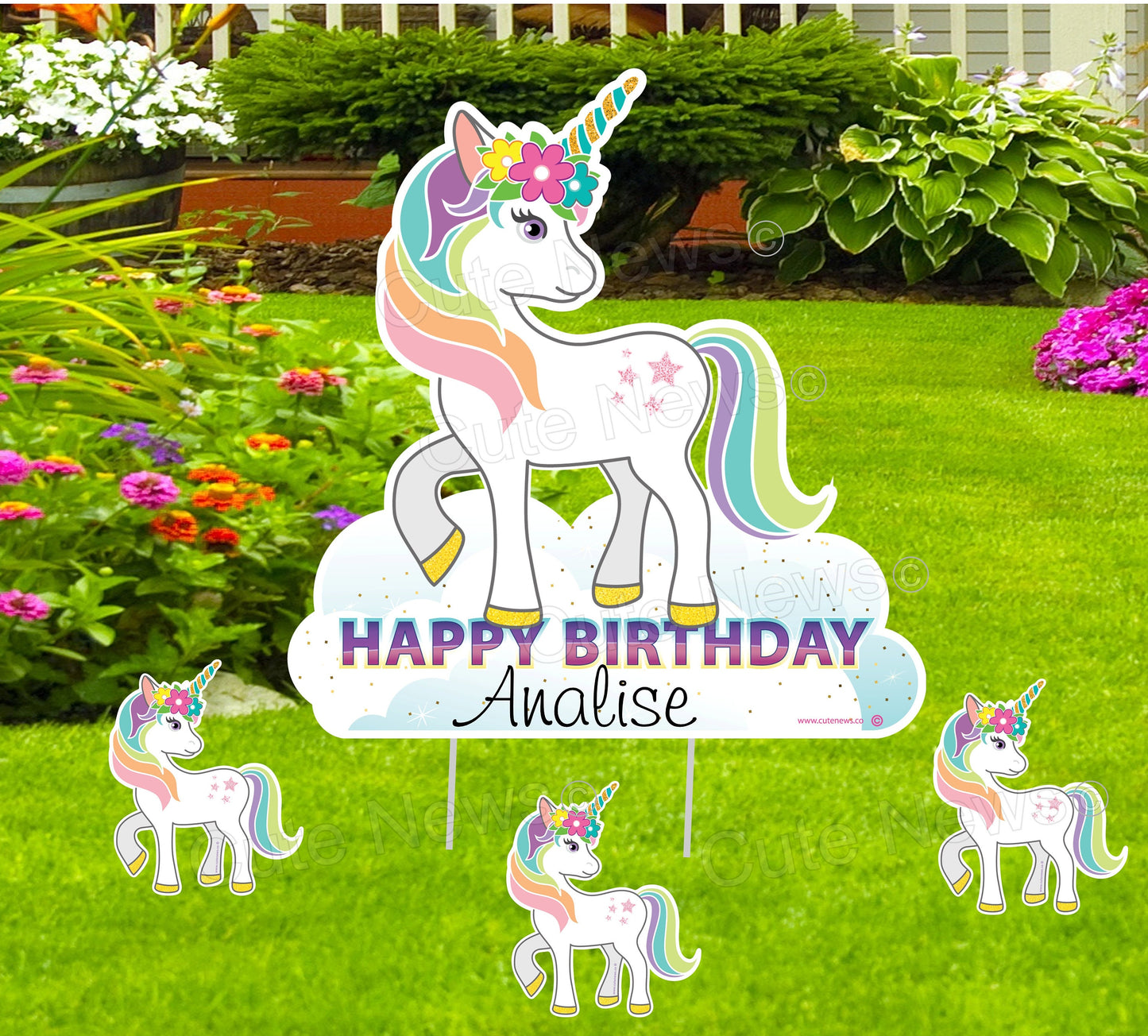 Personalized Unicorn Birthday Yard Sign: Rainbow Party Decor