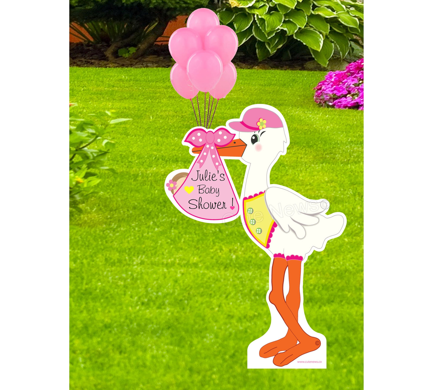 Stork Baby Shower Yard Sign: Outdoor Lawn Decoration, 4 ft Tall