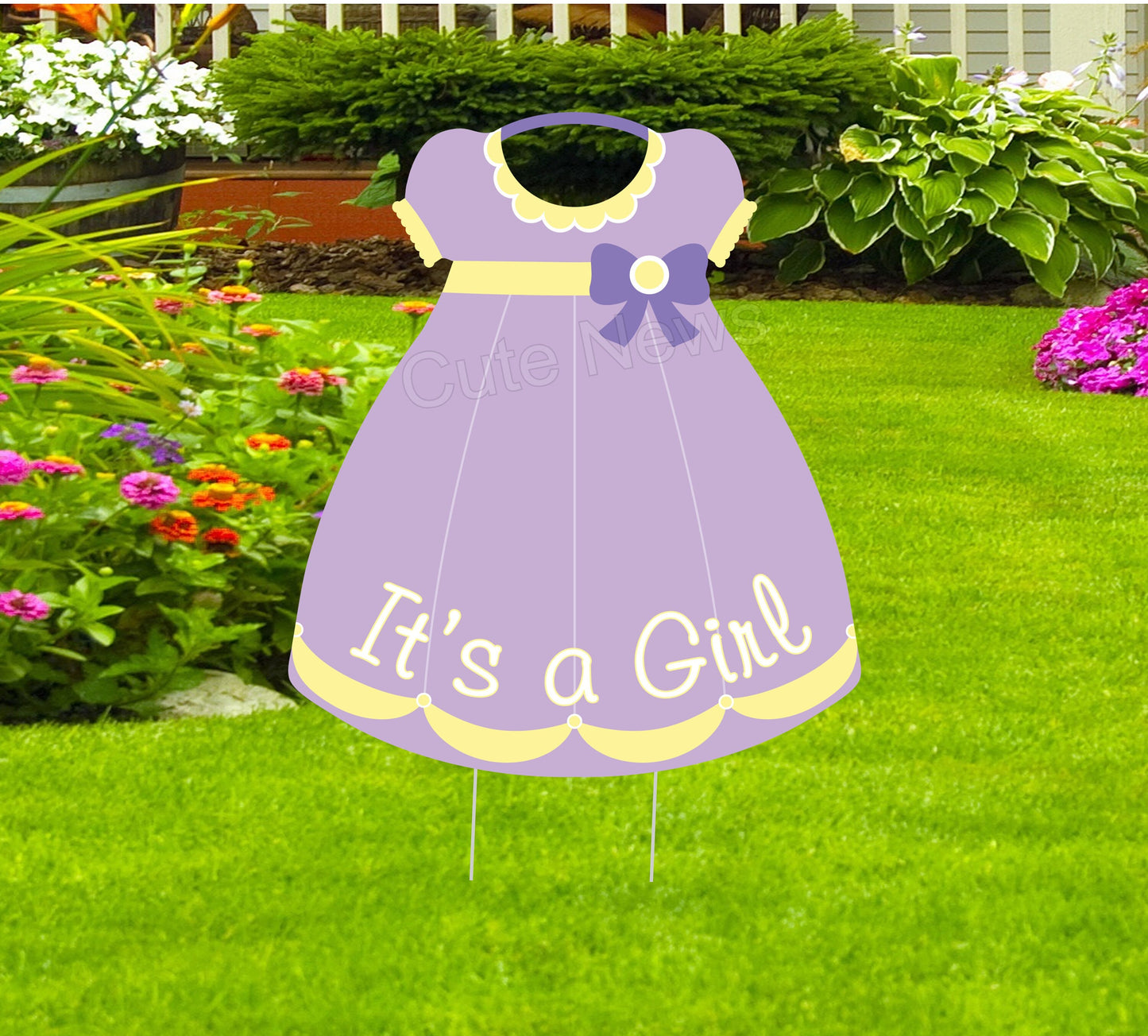 Personalized Baby Girl Yard Sign: Stork Welcome Home Decor