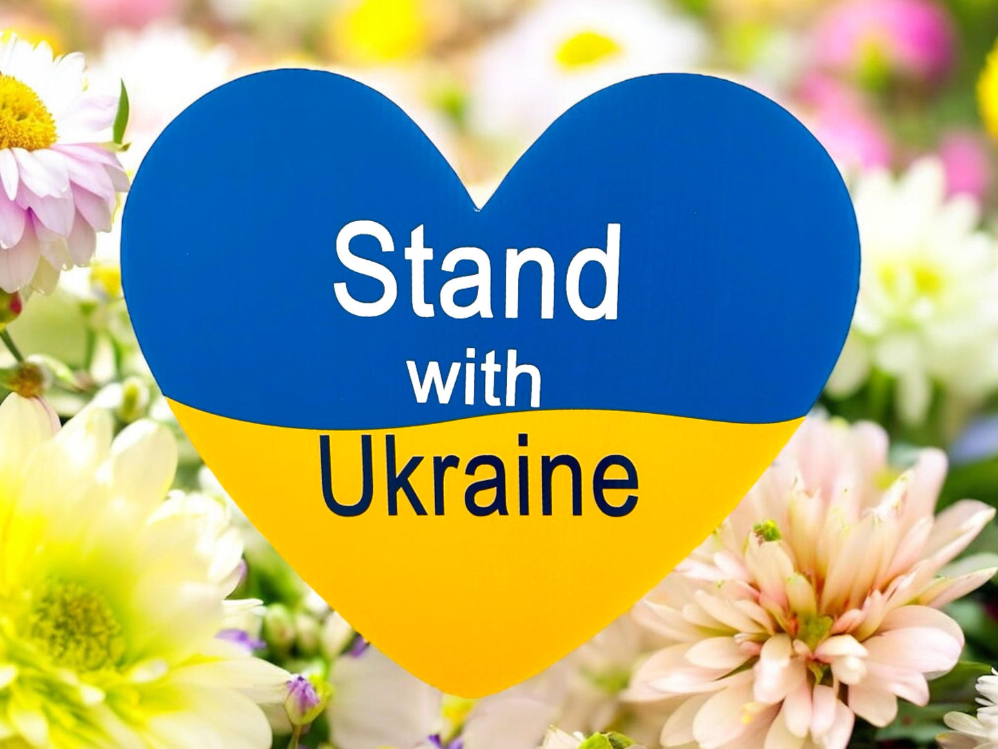 Ukraine Heart Sign, Indoor/Yard Sign Decoration, Patriotic Lawn Art with Metal Stakes