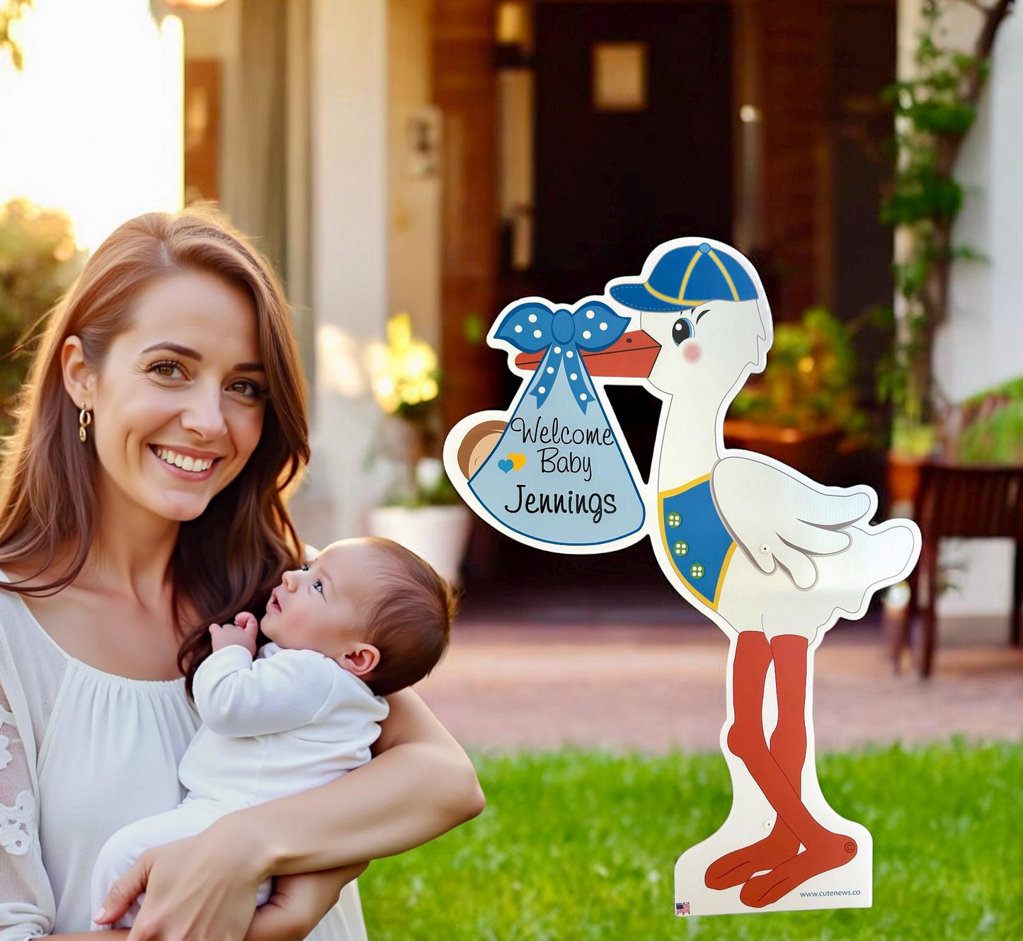 Welcome Home Baby Its a Girl, Boy Stork Yard Sign, Outdoor Newborn Decoration, Personalized Baby Announcement, Birth Arrival & Sibling Signs