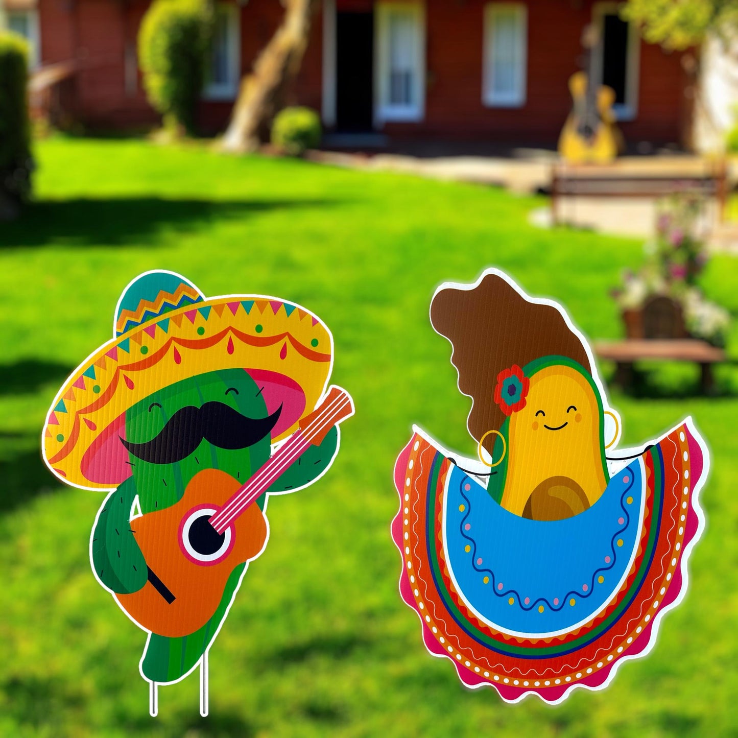 Mexican Fiesta Yard Signs: Mariachi Jalapeño Outdoor Party Decor