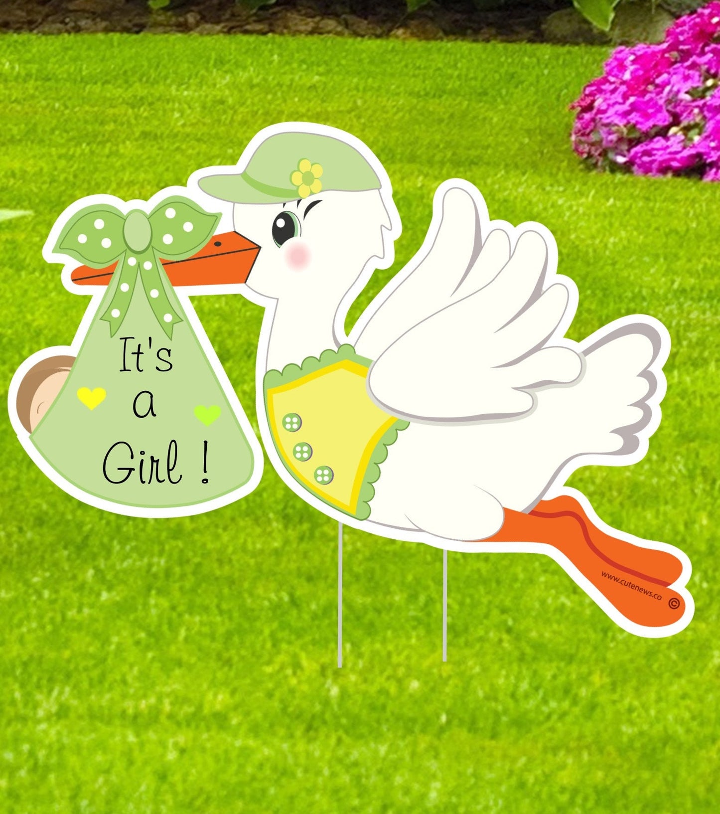 Stork Yard Sign: Baby Shower Decoration, Newborn Arrival - Welcome Home Baby Girl or Boy