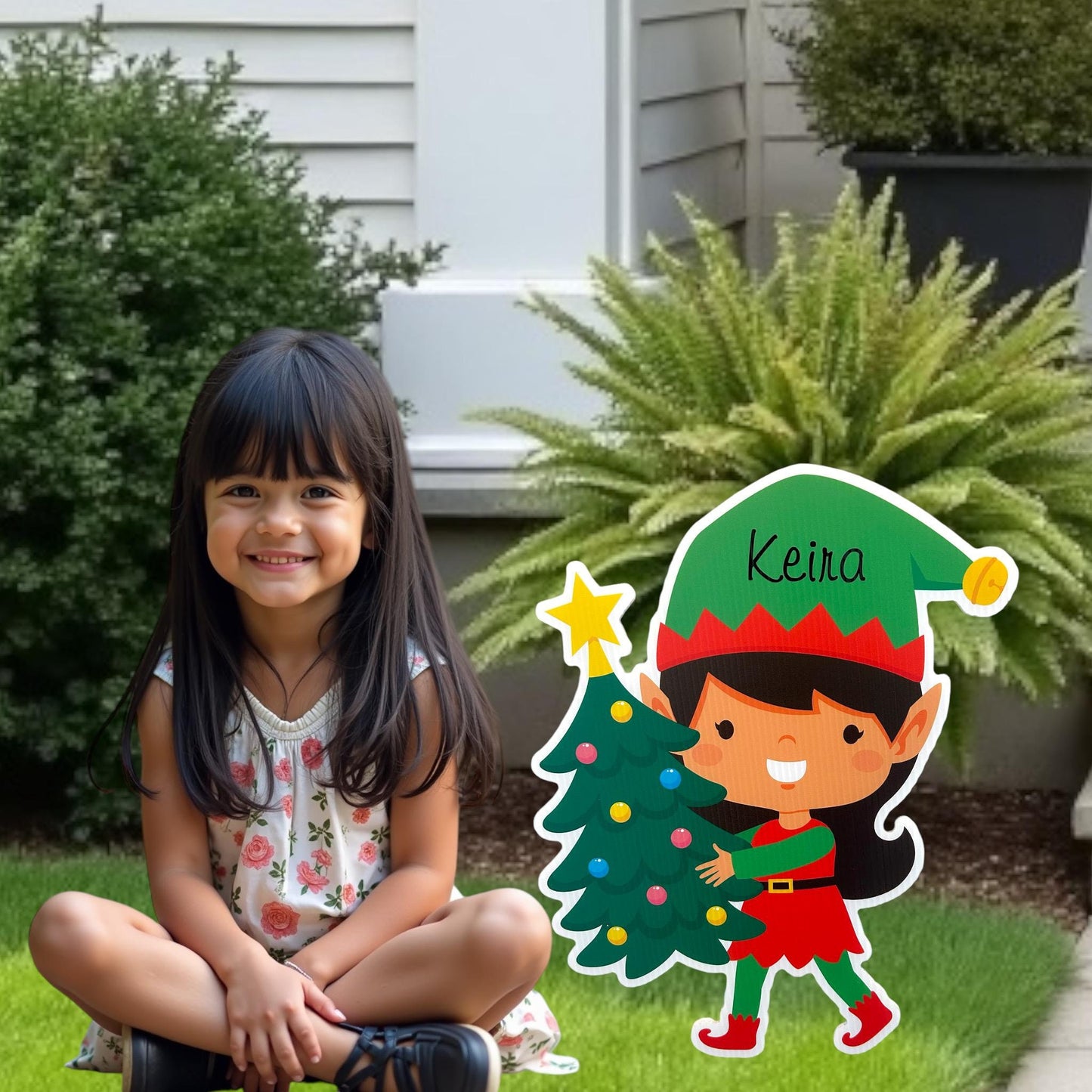 Personalized Elf Christmas Yard Sign: Holiday Lawn Art - Outdoor Decorations