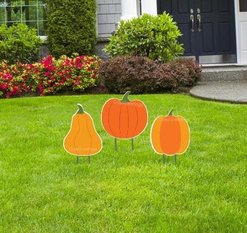 Pumpkin Yard Signs: Happy Thanksgiving Fall Decor - Set of 3