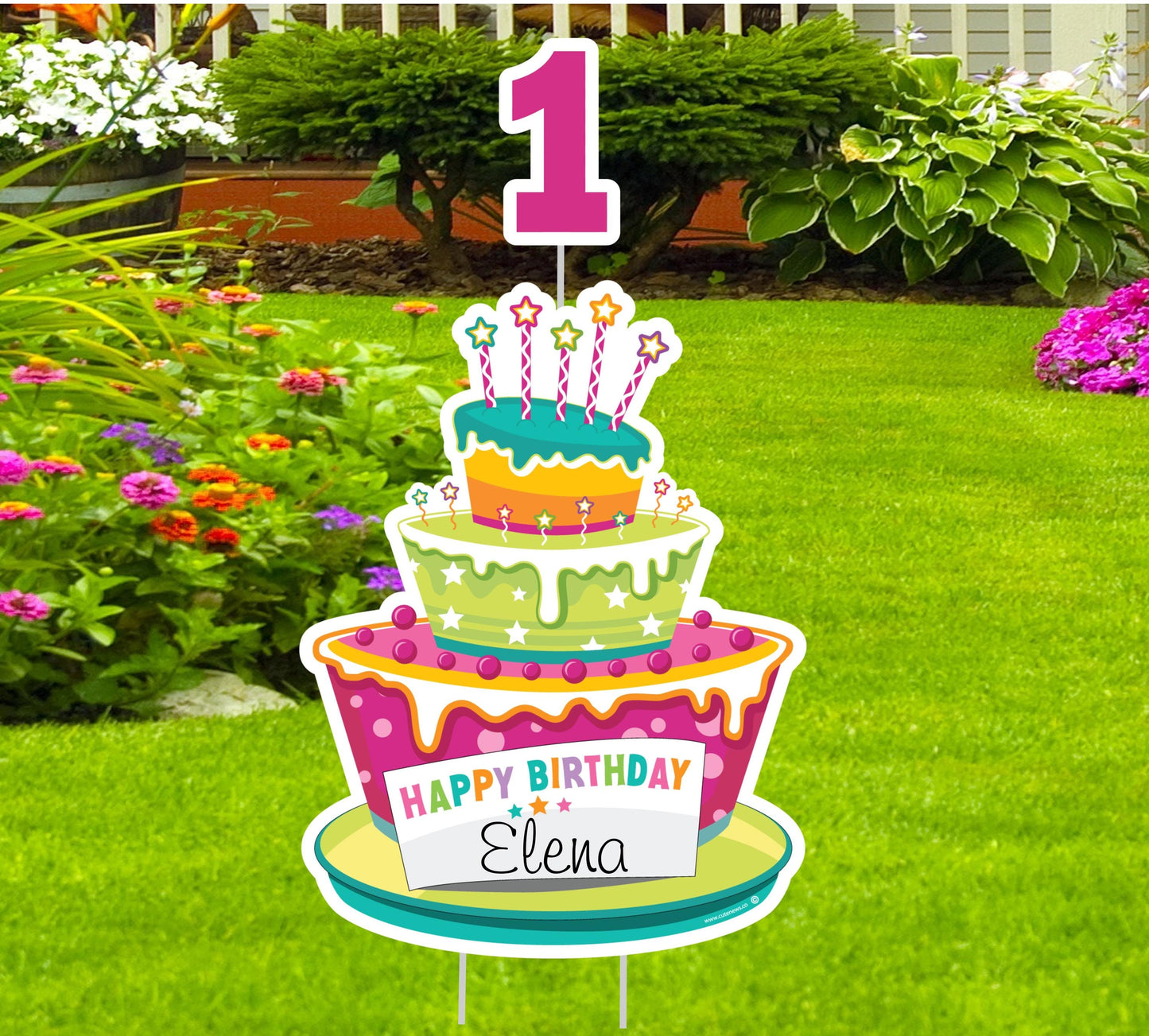Personalized Birthday Cake Yard Sign: Custom Outdoor Party Decoration - Lawn Card