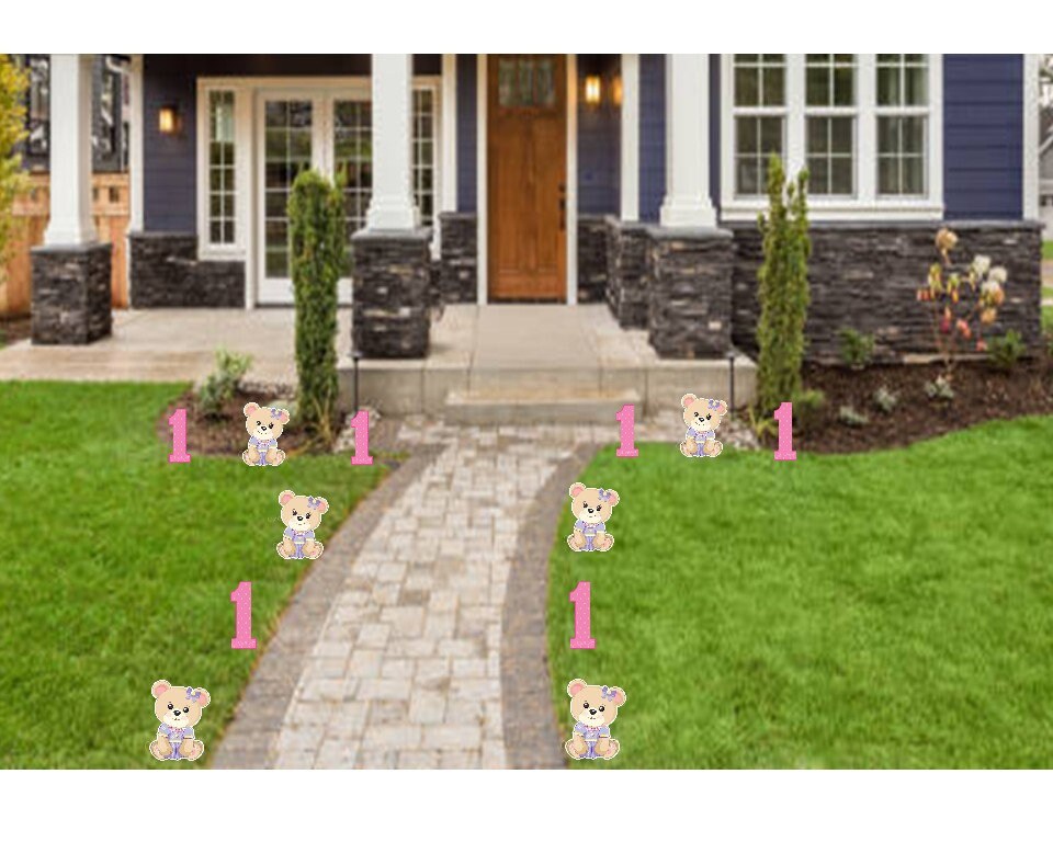 Teddy Bear 1st Birthday Yard Sign Banner: Outdoor Lawn Decor