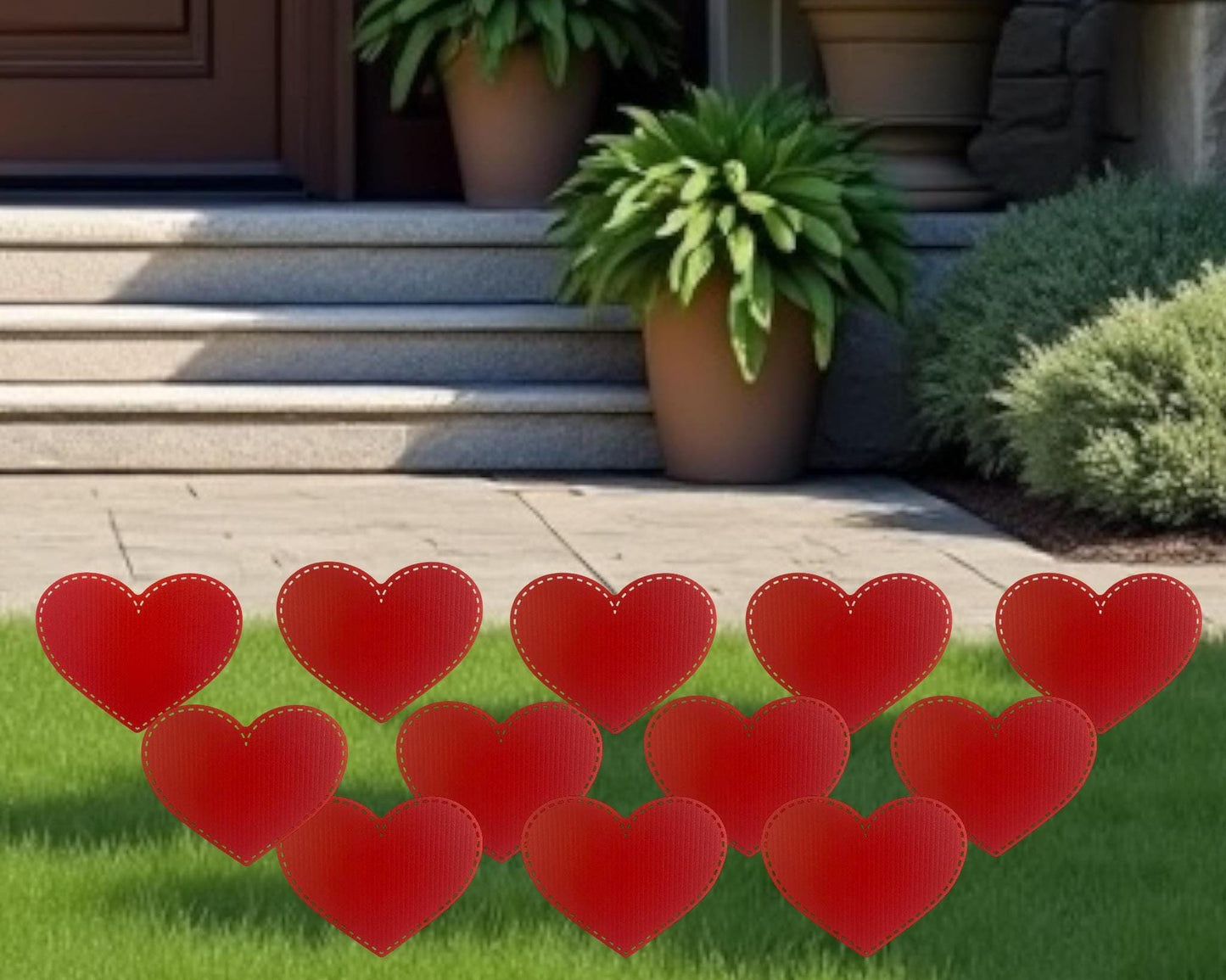 Valentine's Day Heart Yard Signs: Set of 12 Red Outdoor Decorations