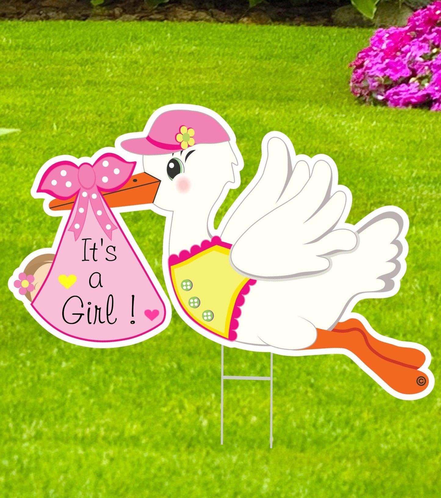 Stork Yard Sign: Baby Shower Decoration, Newborn Arrival - Welcome Home Baby Girl or Boy