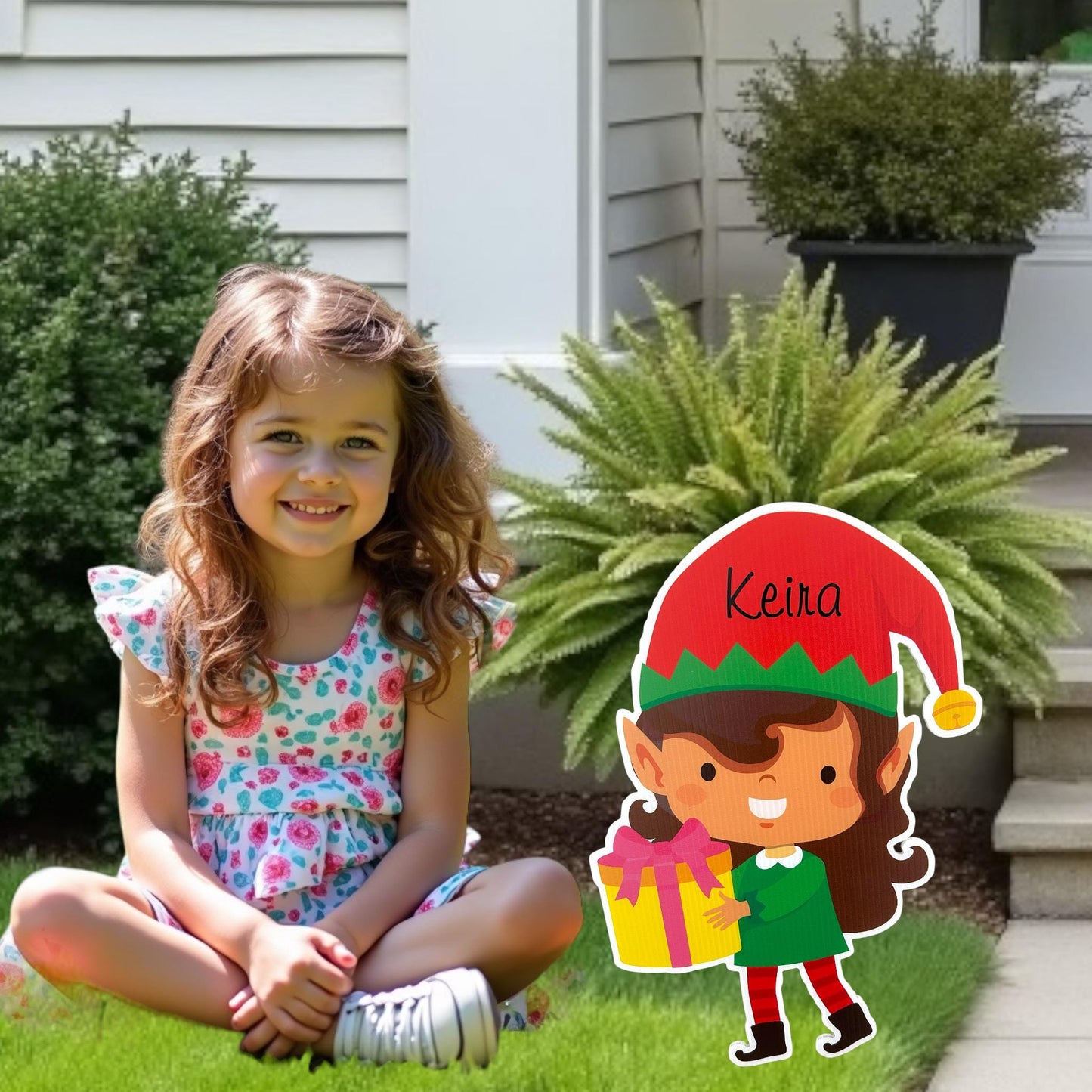 Personalized Elf Christmas Yard Sign: Holiday Lawn Decor - Christmas Gift