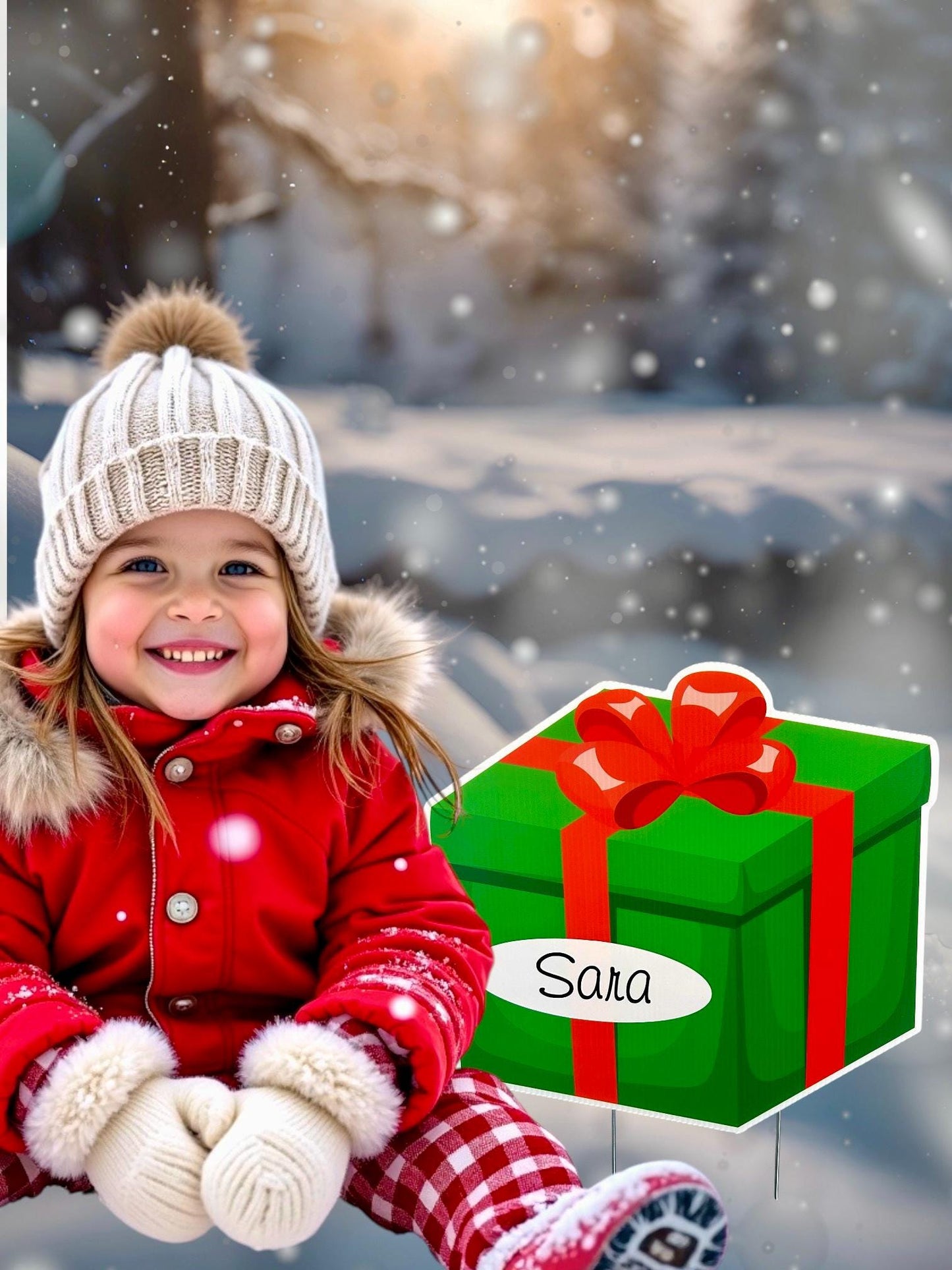 Personalized Christmas Present Yard Sign: Outdoor Holiday Decor