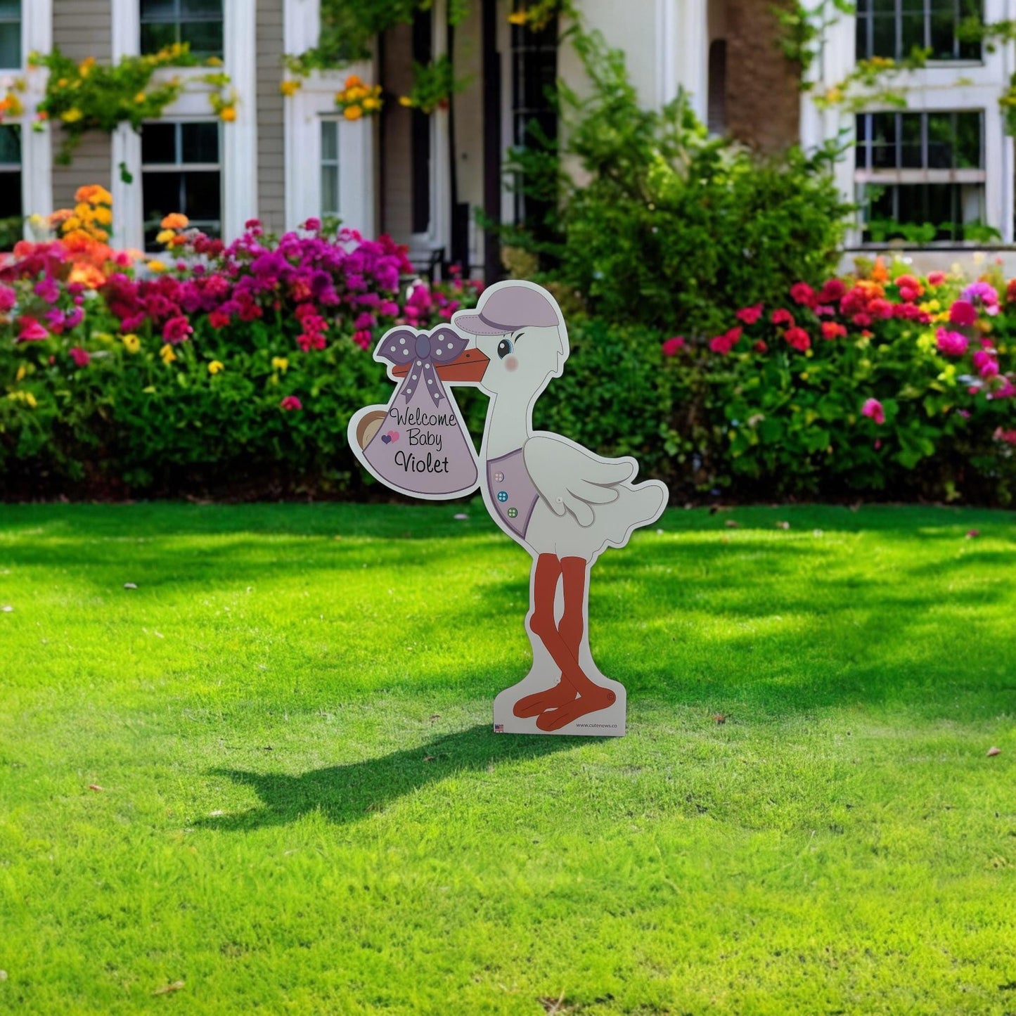 Welcome Home It's a Boy Yard Stork Sign, Custom Name New Baby, Personalized Lawn Birth Announcement, Newborn Arrival Decoration, 4 feet tall