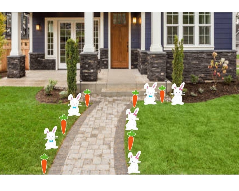 Easter Bunny Yard Decorations: Pastel Lawn Decor Set