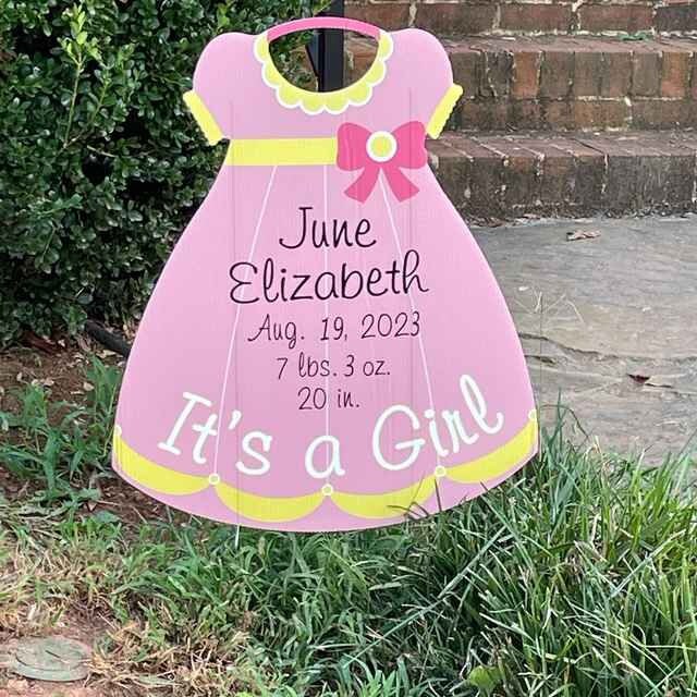 It's a Girl Yard Sign: Stork Baby Announcement, Custom Lawn Decoration
