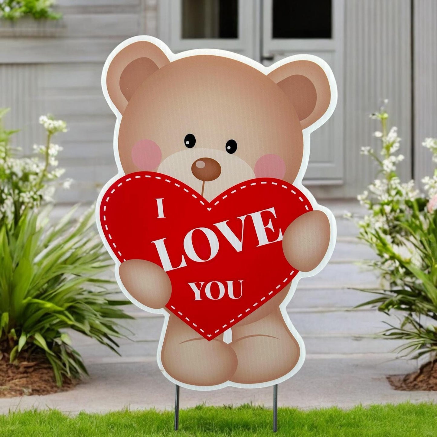 Valentine's Day Teddy Bear Yard Sign: Outdoor Party Decor